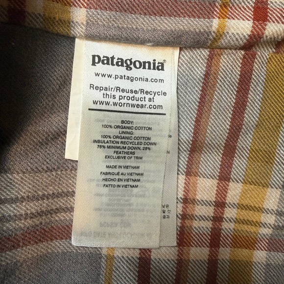 Patagonia Women Large Cord Fjord Down Coat Orange Full Zip Down Insulated Jacket - Picture 7 of 10